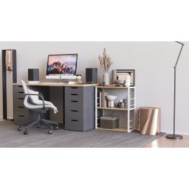 Этажерка 3/60 Ferrum-decor Серии Конект 75x60x28 белый ДСП Дуб Сонома 16мм