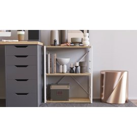 Этажерка 3/60 Ferrum-decor Серии Конект 75x60x28 белый ДСП Дуб Сонома 16мм