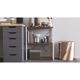 Этажерка 3/60 Ferrum-decor Серии Конект 75x60x28 белый ДСП Дуб Сонома Трюфель 16мм