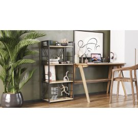 Этажерка 4/60 Ferrum-decor Серии Конект 120x60x28 черный ДСП Дуб Сонома 16мм