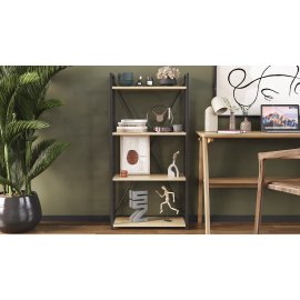 Этажерка 4/60 Ferrum-decor Серии Конект 120x60x28 черный ДСП Дуб Сонома 16мм