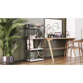 Этажерка 4/60 Ferrum-decor Серии Конект 120x60x28 черный ДСП Белое 16мм
