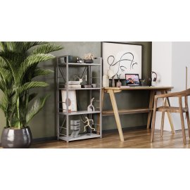 Етажерка 4/60 Ferrum-decor Серії Конект 120x60x28 сірий ДСП Бетон 16мм (XK00213)