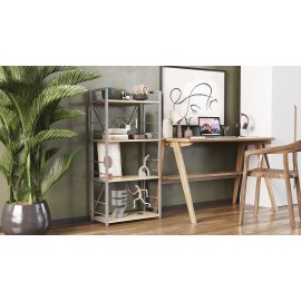 Этажерка 4/60 Ferrum-decor Серии Конект 120x60x28 серый ДСП Дуб Сонома 16мм