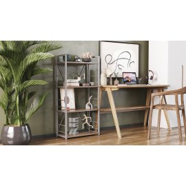 Этажерка 4/60 Ferrum-decor Серии Конект 120x60x28 серый ДСП Дуб Сонома Трюфель 16мм