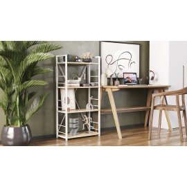 Этажерка 4/60 Ferrum-decor Серии Конект 120x60x28 белый ДСП Дуб Сонома 16мм