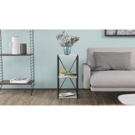 Этажерка 3/34 Ferrum-decor Серии Конект 73x34x28 черный ДСП Бетон 16мм (XK00255)