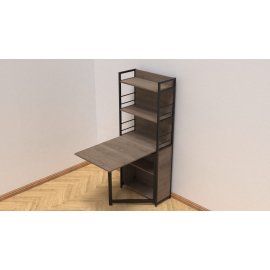 Стол книжка с этажеркой Практик 2 Ferrum-decor 1555x640x990 Черный металл ДСП Дуб Сонома Трюфель 16 мм (PRA205)
