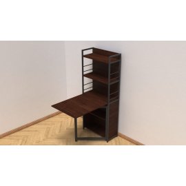 Стол книжка с этажеркой Практик 2 Ferrum-decor 1555x640x990 Черный металл ДСП Венге Магия 16 мм (PRA203)