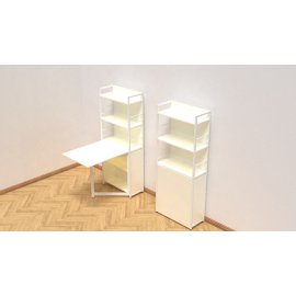 Стол книжка с этажеркой Практик 2 Ferrum-decor 1555x640x990 Белый металл ДСП Белый 16 мм (PRA208)