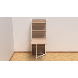Стол книжка с этажеркой Практик 2 Ferrum-decor 1555x640x990 Белый металл ДСП Дуб Сонома 16мм (PRA211)
