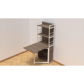 Стол книжка с этажеркой Практик 2 Ferrum-decor 1555x640x990 Белый металл ДСП Дуб Сонома Трюфель 16 мм (PRA212)