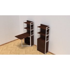 Стол книжка с этажеркой Практик 2 Ferrum-decor 1555x640x990 Белый металл ДСП Венге Магия 16 мм (PRA210)