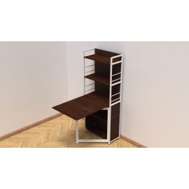 Стол книжка с этажеркой Практик 2 Ferrum-decor 1555x640x990 Белый металл ДСП Венге Магия 16 мм (PRA210)
