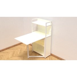 Стол книжка с этажеркой Практик 1 Ferrum-decor 1200x640x990 Белый металл ДСП Белый 16 мм (PRA108)