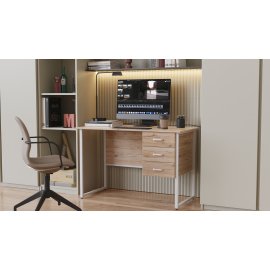 Письменный стол Ferrum-decor Гарри 76x120x70 белый ДСП Дуб Сонома 32мм