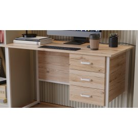 Письменный стол Ferrum-decor Гарри 76x120x70 белый ДСП Дуб Сонома 32мм