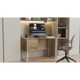 Письменный стол Ferrum-decor Гарри 75x120x70 белый ДСП Дуб Сонома 16мм