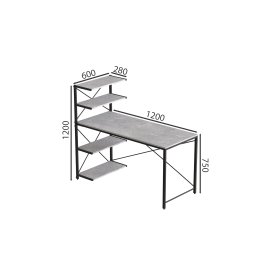 Компьютерный стол Ferrum-decor Джек 75x120x70 Черный ДСП Бетон (DJEK0049)