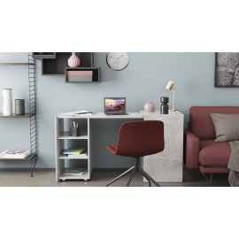 Стол-тумба трансформер Смарт 1/2 Ferrum-decor 750x1450x600  ДСП Бетон 16 мм (SMART014)