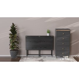 Стол раскладной Морис 900 Ferrum-decor 750x900x500 Черный металл ДСП Сосна Кембра 16 мм (MORI903)