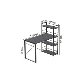 Письмовий стіл Ferrum-decor Серії Конект c етажеркою 75x120x60 чорний ДСП Венге 16мм (XK00186)