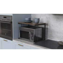 Подставка для микроволновки Kitchen K301 Ferrum-decor 400x550x350 Черный металл ДСП Дуб Сонома Трюфель 16 мм (KITCH30105)
