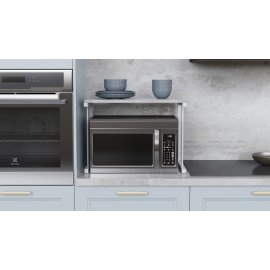 Подставка для микроволновки Kitchen K301 Ferrum-decor 400x550x350 Белый металл ДСП Бетон 16 мм (KITCH30115)