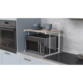 Подставка для микроволновки Kitchen K301 Ferrum-decor 400x550x350 Белый металл ДСП Дуб Сан-Марино 16 мм (KITCH30110)