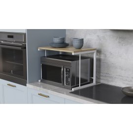 Подставка для микроволновки Kitchen K301 Ferrum-decor 400x550x350 Белый металл ДСП Дуб Сонома 16 мм (KITCH30112)