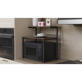 Підставка для мікрохвильовки Kitchen K302 Ferrum-decor 590x550x350 Чорний метал ДСП Дуб Сонома Трюфель 16 мм (KITCH30205)