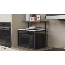 Подставка для микроволновки Kitchen K302 Ferrum-decor 590x550x350 Черный металл ДСП Белый 16 мм (KITCH30201)