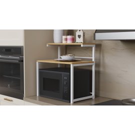Подставка для микроволновки Kitchen K302 Ferrum-decor 590x550x350 Белый металл ДСП Дуб Артизан 16 мм (KITCH30214)