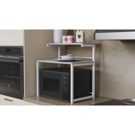 Підставка для мікрохвильовки Kitchen K302 Ferrum-decor 590x550x350 Білий метал ДСП Бетон 16 мм (KITCH30215)