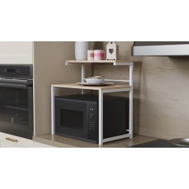 Підставка для мікрохвильовки Kitchen K302 Ferrum-decor 590x550x350 Білий метал ДСП Дуб Сан-Марино 16 мм (KITCH30210)