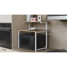 Підставка для мікрохвильовки Kitchen K302 Ferrum-decor 590x550x350 Білий метал ДСП Дуб Сонома 16 мм (KITCH30212)
