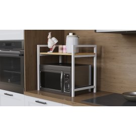 Подставка для микроволновки Kitchen K303 Ferrum-decor 500x550x350 Белый металл ДСП Дуб Артизан 16 мм (KITCH30314)