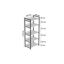 Стеллаж для кухни под микроволновку Kitchen K1400 Ferrum-decor 1500x600x400 Черный металл ДСП Белый 16 мм (KITCH1401)