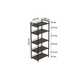 Стеллаж для кухни под микроволновку Kitchen K1400 Ferrum-decor 1500x600x400 Черный металл ДСП Дуб Сонома Трюфель 16 мм (KITCH1405)