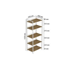 Стелаж для кухні під мікрохвильовку Kitchen K1400 Ferrum-decor 1500x600x400 Білий метал ДСП Дуб Артізан 16 мм (KITCH1414)