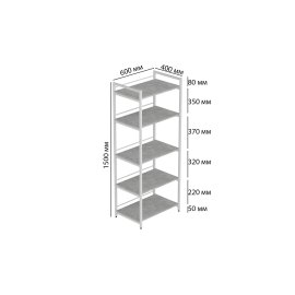 Стеллаж для кухни под микроволновку Kitchen K1400 Ferrum-decor 1500x600x400 Белый металл ДСП Бетон 16 мм (KITCH1415)