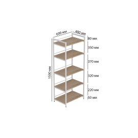 Стеллаж для кухни под микроволновку Kitchen K1400 Ferrum-decor 1500x600x400 Белый металл ДСП Дуб Сан-Марино 16 мм (KITCH1410)