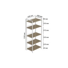 Стелаж для кухні під мікрохвильовку Kitchen K1400 Ferrum-decor 1500x600x400 Білий метал ДСП Дуб Сонома 16 мм (KITCH1412)
