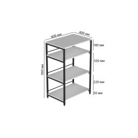 Стеллаж для кухни под микроволновку Kitchen K900 Ferrum-decor 900x600x400 Черный металл ДСП Белый 16 мм (KITCH90001)
