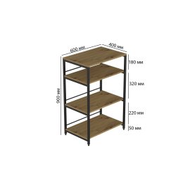 Стеллаж для кухни под микроволновку Kitchen K900 Ferrum-decor 900x600x400 Черный металл ДСП Дуб Артизан 16 мм (KITCH90006)