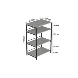Стеллаж для кухни под микроволновку Kitchen K900 Ferrum-decor 900x600x400 Черный металл ДСП Бетон 16 мм (KITCH90007)