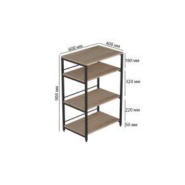 Стеллаж для кухни под микроволновку Kitchen K900 Ferrum-decor 900x600x400 Черный металл ДСП Дуб Сан-Марино 16 мм (KITCH90002)