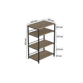 Стеллаж для кухни под микроволновку Kitchen K900 Ferrum-decor 900x600x400 Черный металл ДСП Дуб Сонома 16 мм (KITCH90004)