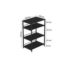 Стеллаж для кухни под микроволновку Kitchen K900 Ferrum-decor 900x600x400 Черный металл ДСП Сосна Кембра 16 мм (KITCH90008)