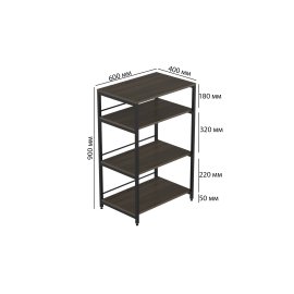 Стеллаж для кухни под микроволновку Kitchen K900 Ferrum-decor 900x600x400 Черный металл ДСП Дуб Сонома Трюфель 16 мм (KITCH90005)